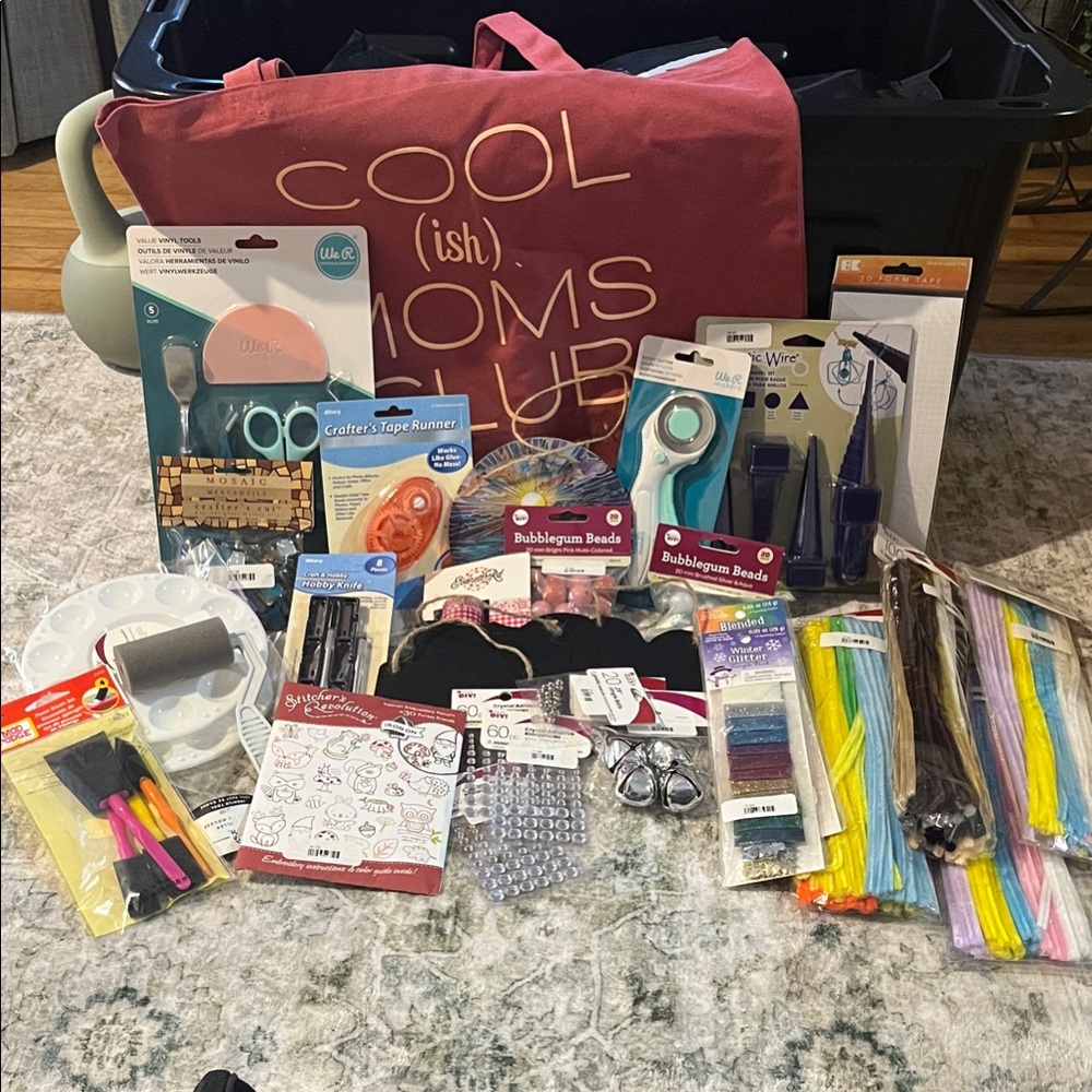 Craft Supplies Bundle with Pink Tote
